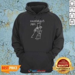 Good Hangmans Joke Detroit City Hanging Skeleton Hoodie hoodie optimized on a dark background, showing front graphic design