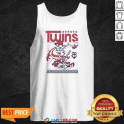 Official Minnesota Twins Grateful Dead Skeleton Skateboard tank top optimized showing front view of sleeveless cotton shirt