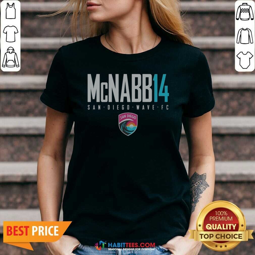 Official San Diego Wave FC Mcnabb 14 San Diego Wave FC Soccer Team Fan shirt optimized on V-Neck Shirt Official San Diego Wave FC Mcnabb 14 San Diego Wave FC Soccer Team Fan shirt optimized shown as a v-neck shirt preview