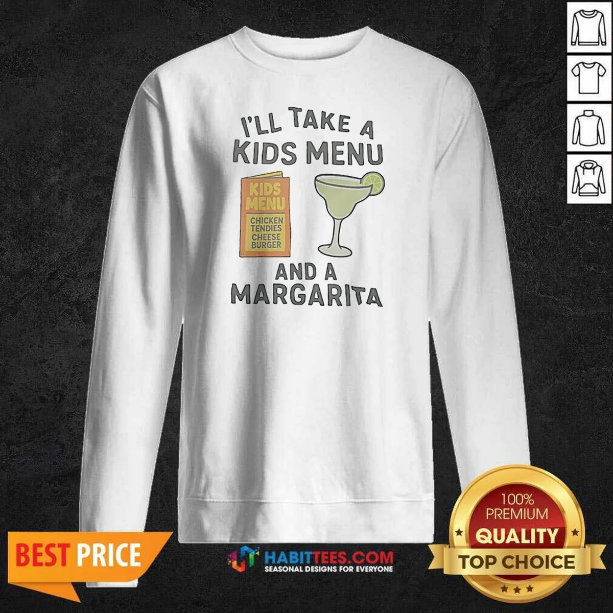 Pretty I'Ll Take A Kids Menu And A Margarita Kids Menu Sweatshirt