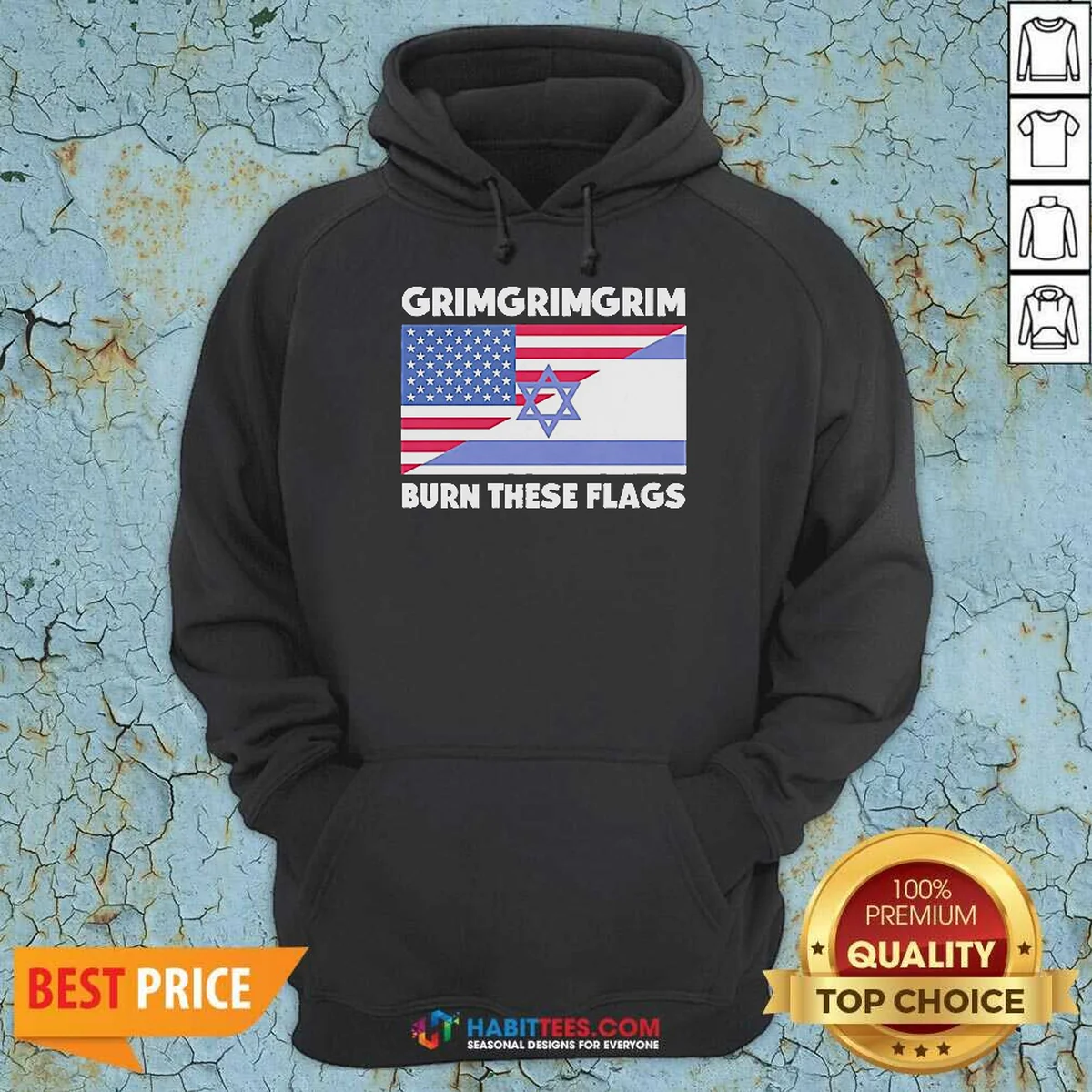 Awesome United States Israel Flag Grimgrimgrim Burn These Flags Hoodie
