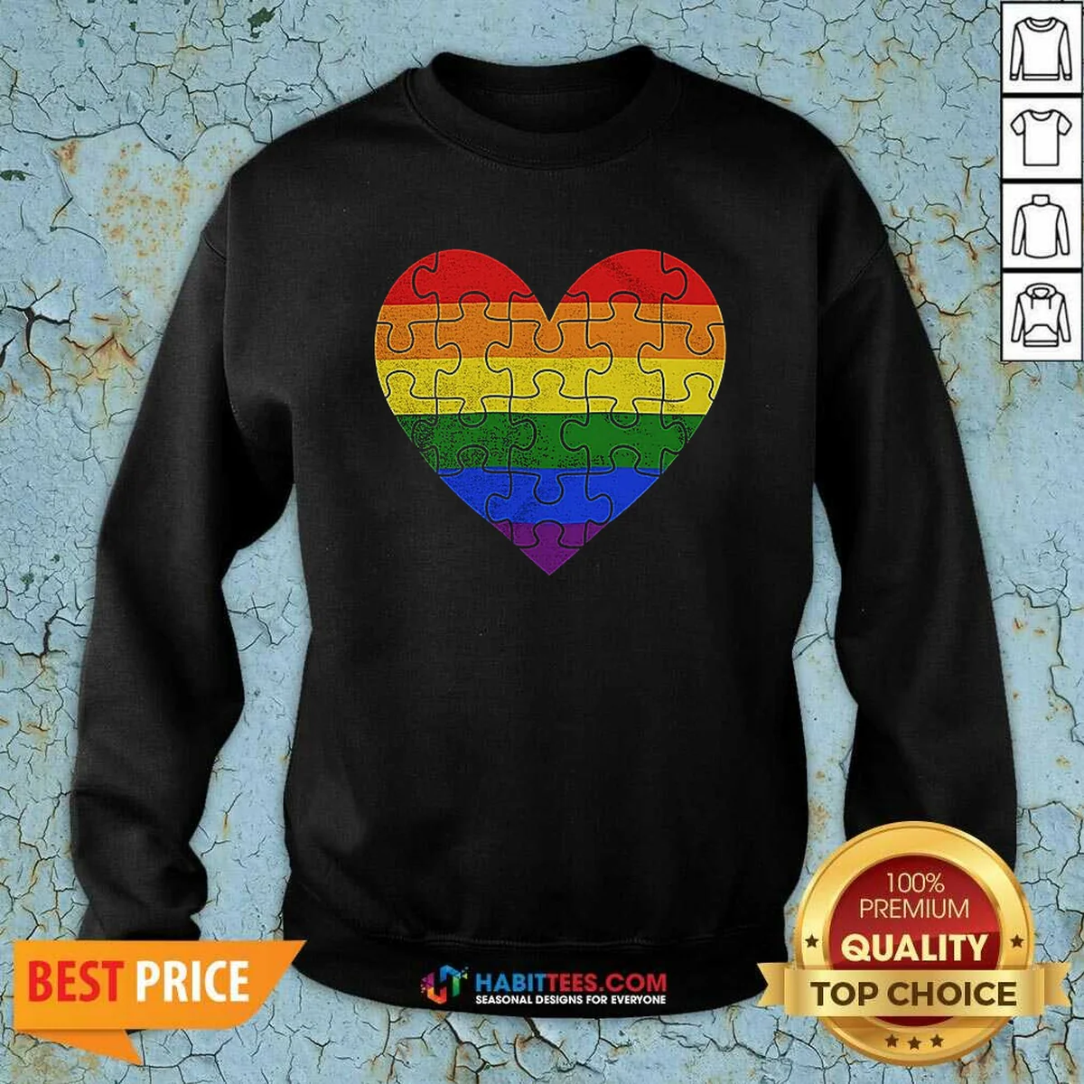 Funny Homosexual Love Rainbow Heart Puzzle Sweatshirt Funny Homosexual Love Rainbow Heart Puzzle Sweatshirt