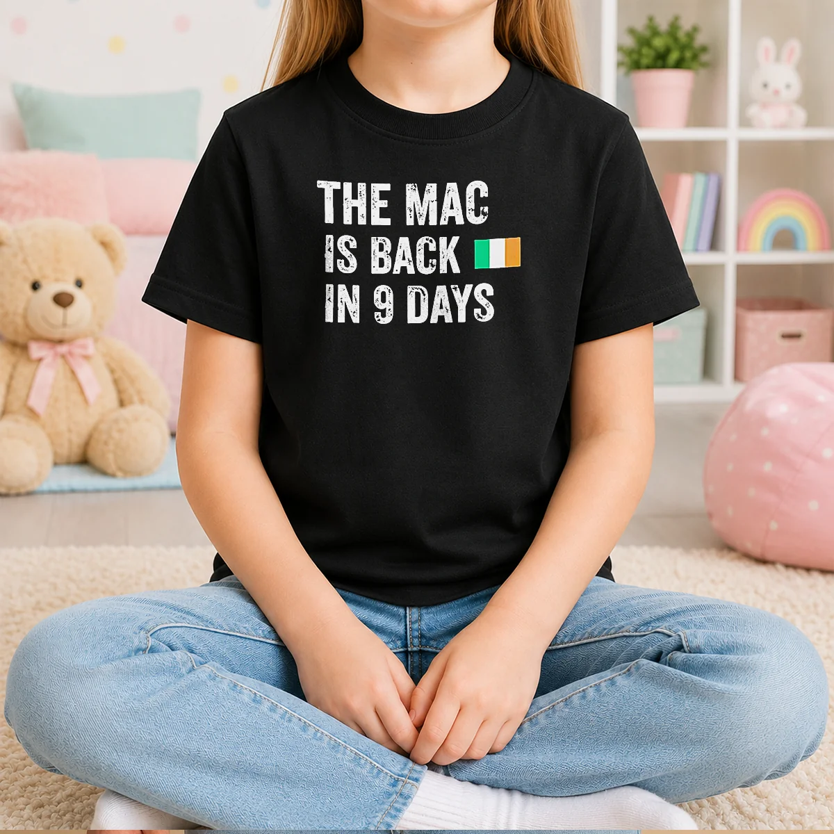 Funny Top The Mac Is Back In 9 Days Flag Kids T-Shirt