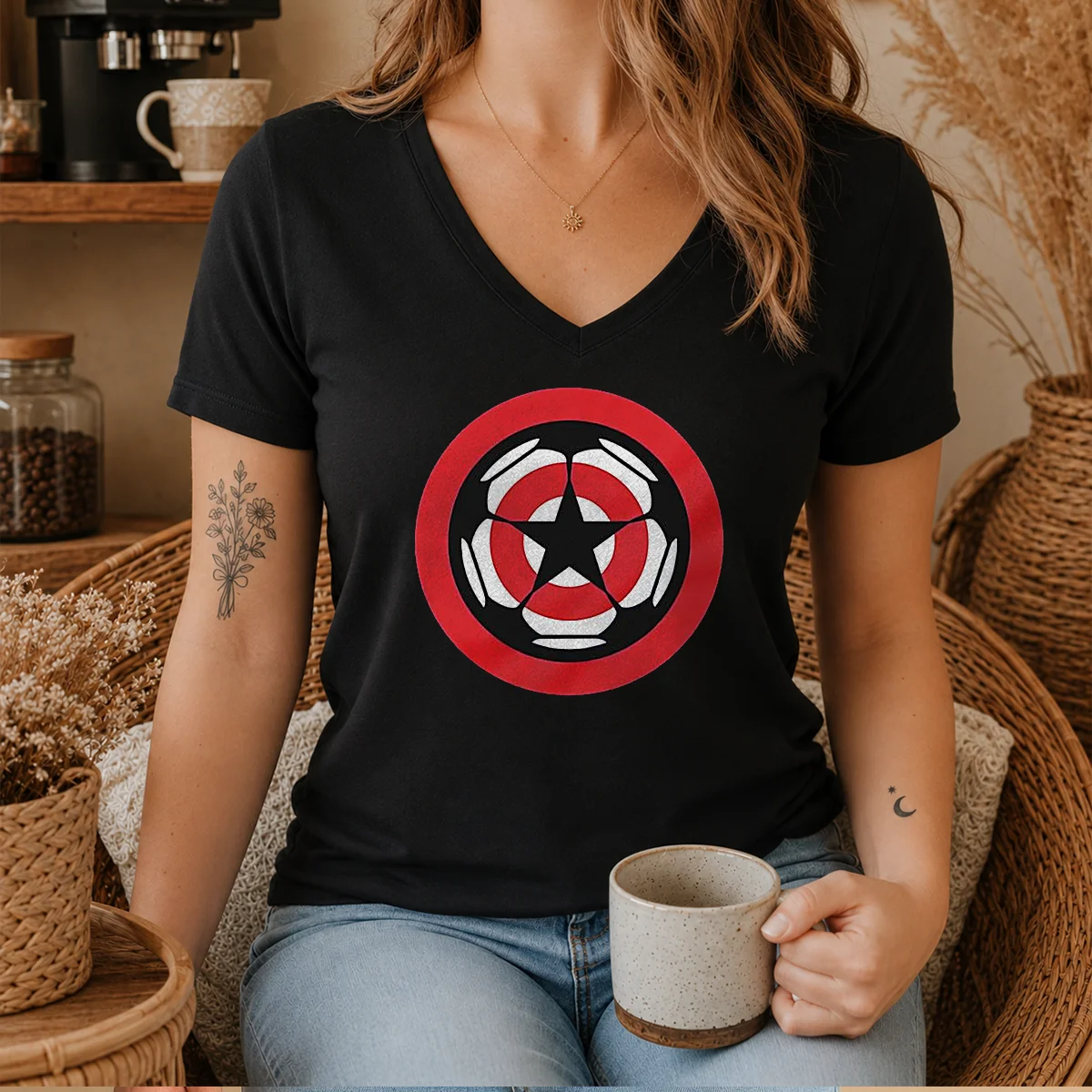 Hot Captain America Marvel Cinematic Universe V-Neck Shirt Hot Captain America Marvel Cinematic Universe V-Neck Shirt