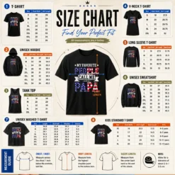 Size chart for Hot My Favorite People Call Me Papa with measurements in inches and cm