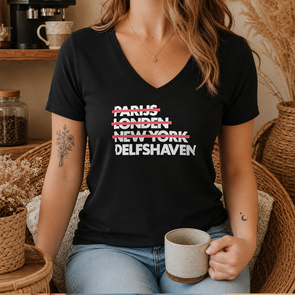 Nice Parijs Londen New York Delfshaven V-Neck Shirt Nice Parijs Londen New York Delfshaven V-Neck Shirt