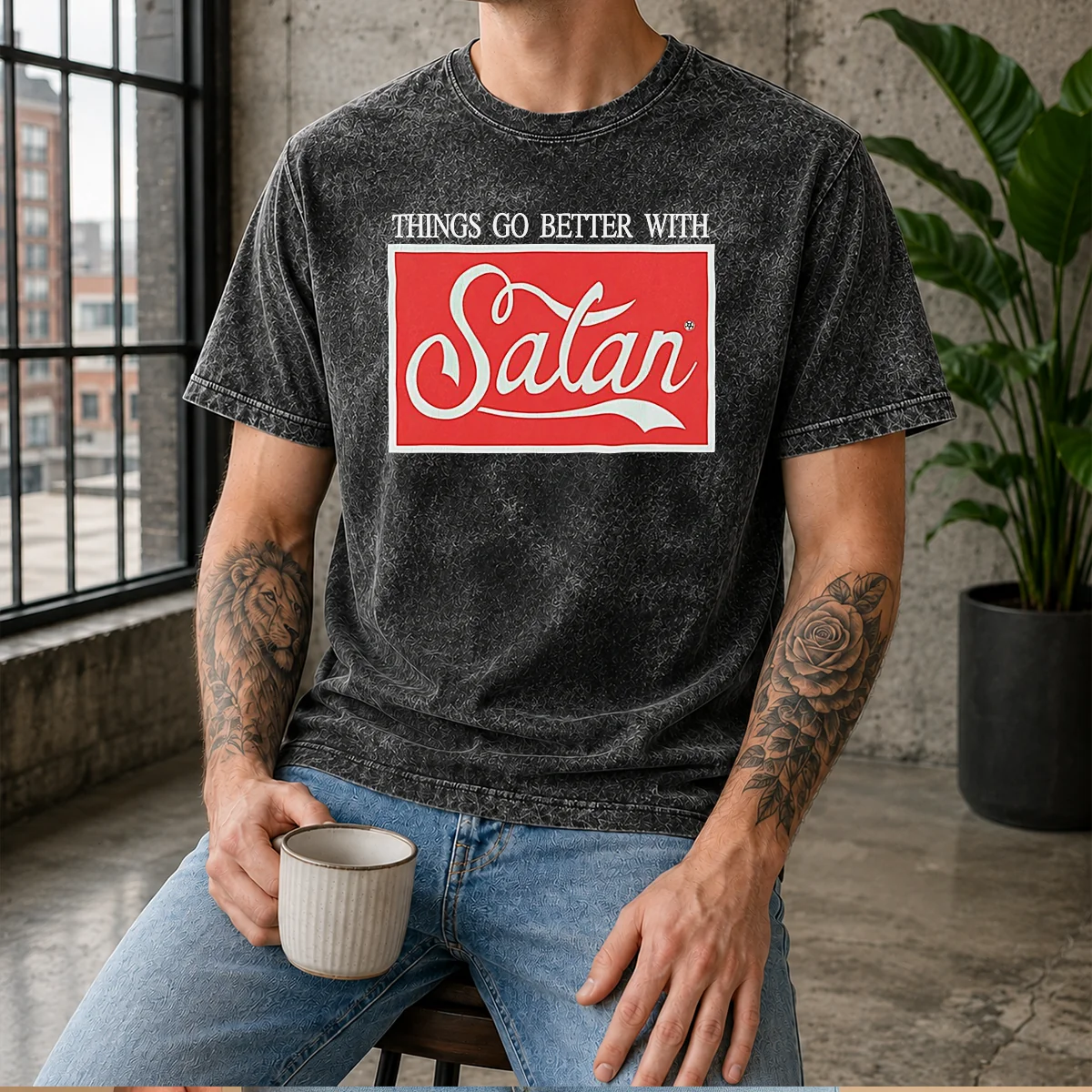 Nice Top Things Go Better With Satan Washed T-Shirt