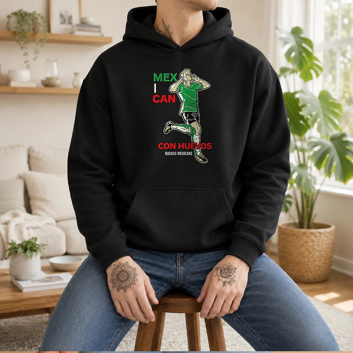 Pretty Mexican Con Huevos Badass Mexicans Mexico Soccer Hoodie