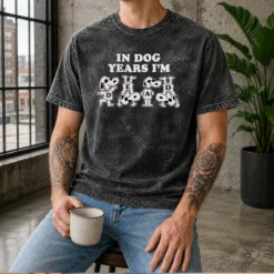 Top Official Snoopy In Dog Years I'M Dead Cartoon Dogs Washed T Shirt showing front print on soft cotton fabric